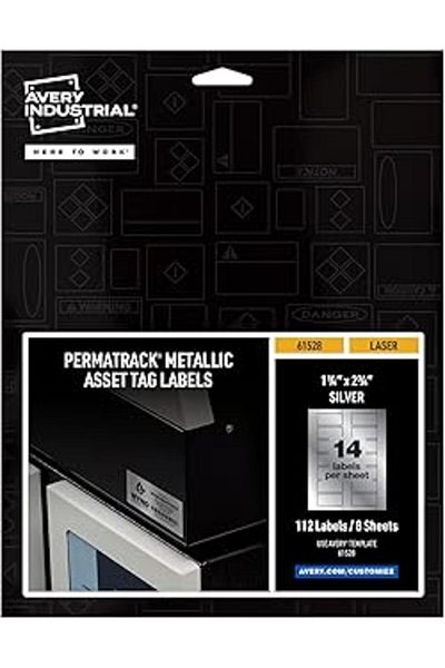 Mu Art Ahşap Avery Metallic Asset Tag Labels, 1-1/4 X 2-3/4 Inch, Laser Printable Labels, 112 Water