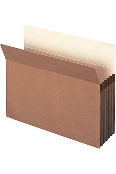 Mu Art Ahşap Smead File Pocket, Straight Cut Tab, 5-1/4" Expansion, Letter Size, Red Thread, 10 Per Box (73