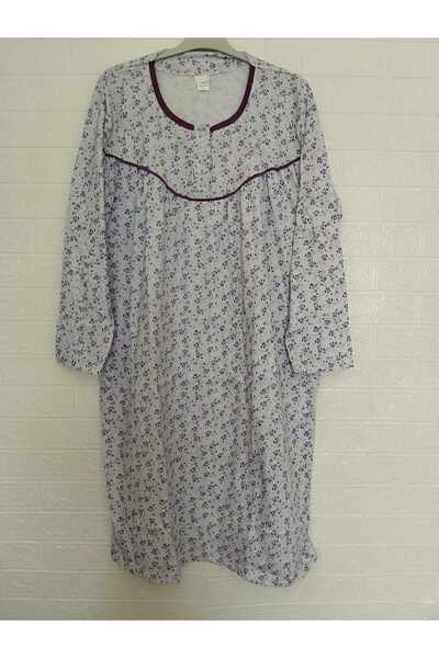 anne moda ankara Cămașă de noapte pentru mama din bumbac oversize de iarnă - cu panglică, 3 nasturi, mărime mare