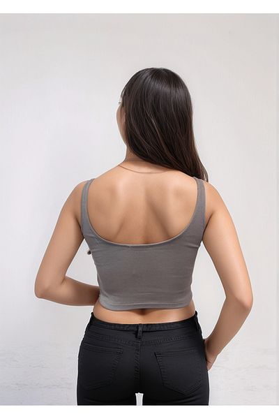 Bled Strappy Corded Basic Crop Tank Top - Double Layer Lined (100% Cotton)
