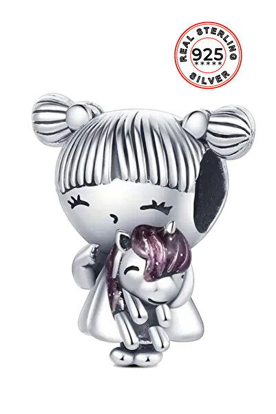 shop 925 Ayar Gümüş Sevimli Kız Pandantif Charm – Zarif ve Anlamlı Tasarım