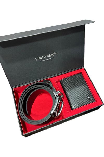 Pierre Cardin Men's Gift Boxed 100% Leather Belt and Wallet Set