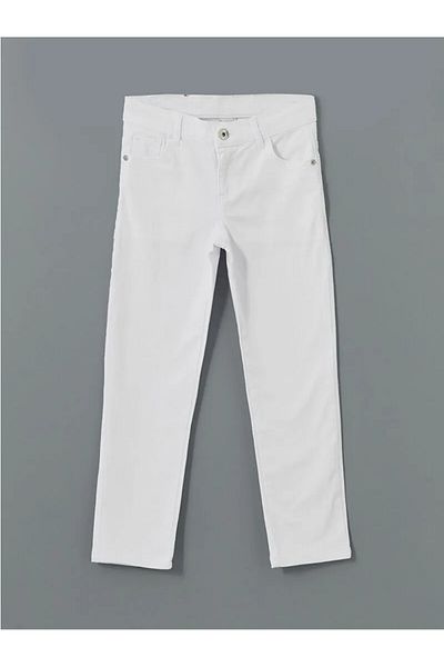 LC Waikiki Boy's Trousers - White Adjustable Elastic Waist t t