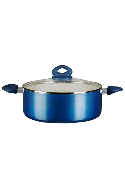 Hausberg Oala ceramica cu capac Hausberg HB-H714BL, manere silicon, 4 l, 24x10.2 cm, Albastru