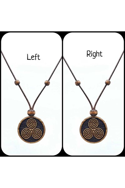 Genel Markalar Triskelion, Kişiye Özel Boncuklu Ahşap Kolye, 3'lü Sarmal, Üçl...