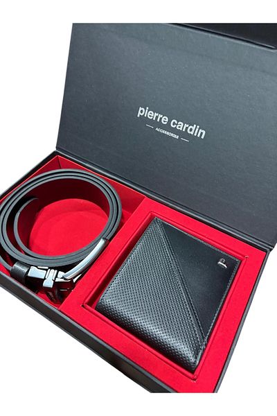 Pierre Cardin Men's Gift Boxed 100% Leather Belt and Wallet Set
