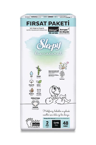 Sleepy Bio Natural Baby Diaper Opportunity Package 2 Sizes 48 Pieces