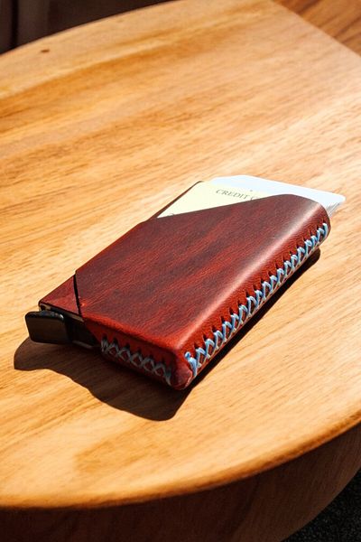 MAT Deri Men's Mechanized Card Holder Real Leather Automatic Mechanized 10 Card Capacity Card Holder