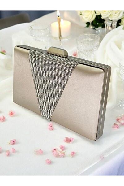 Ahenk Design Geanta de seara din satin Platinum Stone Geanta de seara Geanta ...