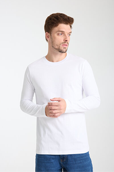 KAPHONE Unisex Relax Fit Rahat Kesim Uzun Kollu Bisiklet Yaka Basic Tişört