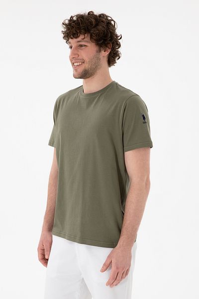 U.S. Polo Assn. Men's Regular Fit Crew Neck Dark Khaki Basic T-Shirt 50305985-Vr111