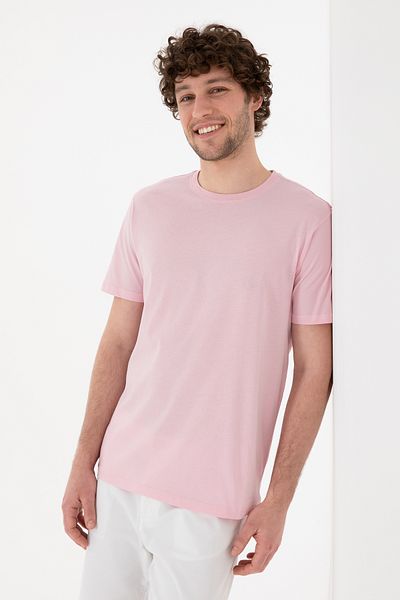 U.S. Polo Assn. Men's Regular Fit Crew Neck Light Pink Basic T-Shirt 50305985-Vr078