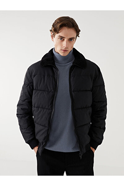 LC Waikiki Standart Kalip Gomlek Yaka Erkek Deri Gorunumlu Mont - W43032Z8