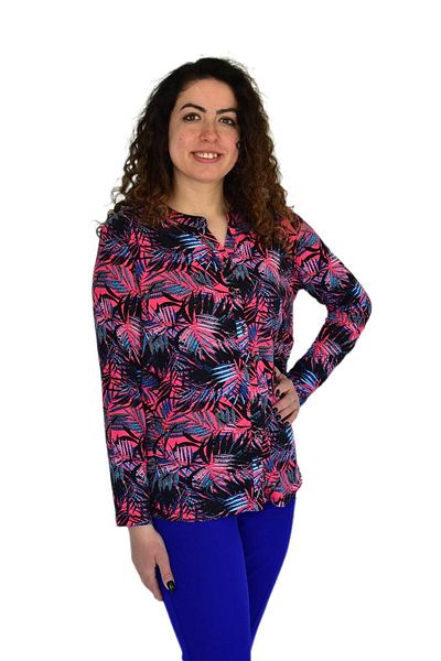 wearon tekstil Γυναικεία μπλούζα με στάμπα με κουμπιά Viscon BGL-ST04273