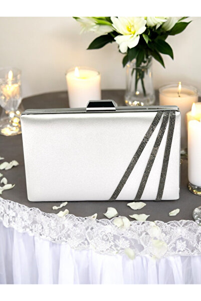 Wedding Fashion Mother of Pearl Ecru Color Satin Cross Platinum Crystal Stone Women's Evening Dress Bag Wedding Engagement Graduation