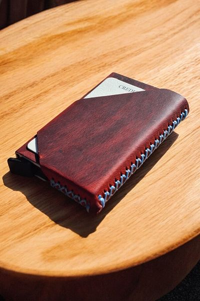 MAT Deri Men's Mechanismed Card Holder Real Leather Automatic Mechanismed 7 Card Capacity Card Holder