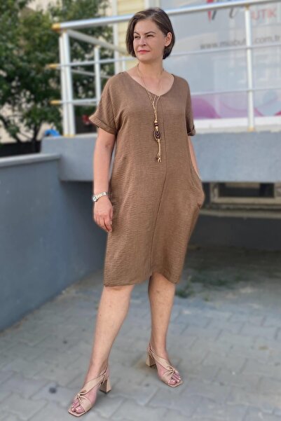 Mia Butik Large Size Coffee Necklace Gift Loose Dress