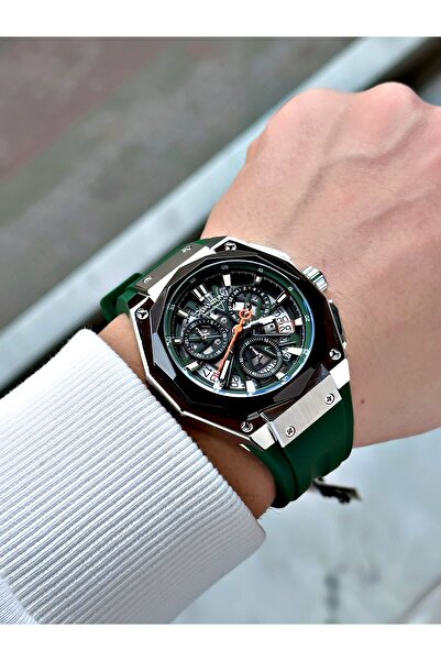 Quantum Fonksiyonlu Yeşil Renk 10 Atm Su Geçirmez Çelik Kasa Erkek Kol Saati 1097.375