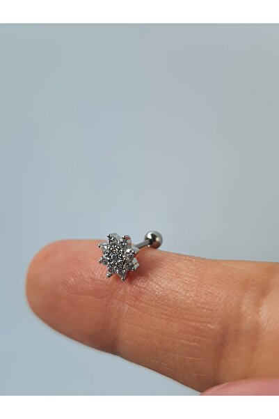 kurukafagift Papatya Çelik Zirkon Taşlı Tragus Helix Lob Kıkırdak Piercing