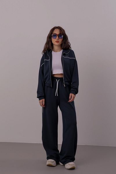 FACETTE طقم بدلة رياضية نسائية باللون الأزرق الداكن