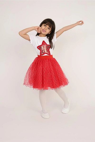 Nacar Girl 0-24 Bear Tshirt and Skirt Set