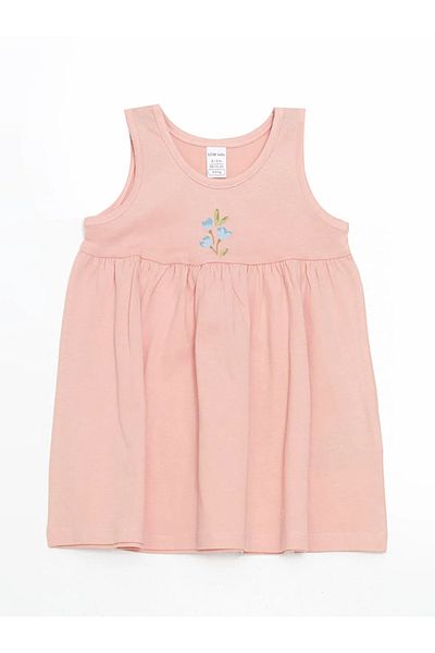 LC Waikiki Lcw Baby Ecru Floral Combed Pleated Baby Girl Dress 2 Pcs