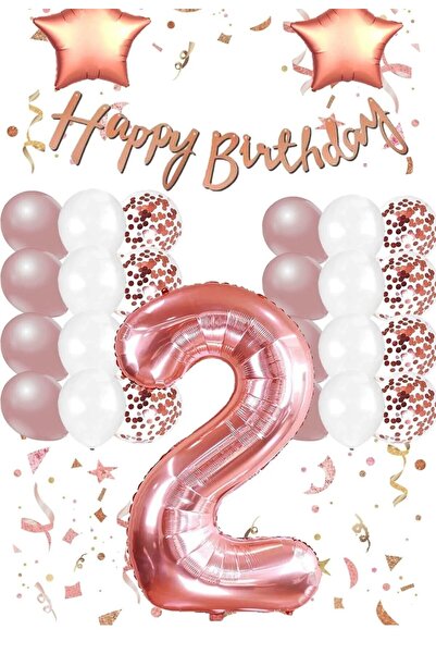ALYA PARTY Σετ γενεθλίων με αστέρια από αλουμινόχαρτο με αριθμούς 2 ετών Χρόν...