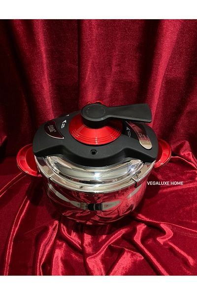 FMS Venus Twin 5 + 7 Liter Casserole Pressure Cooker Set + Glass Lid Red