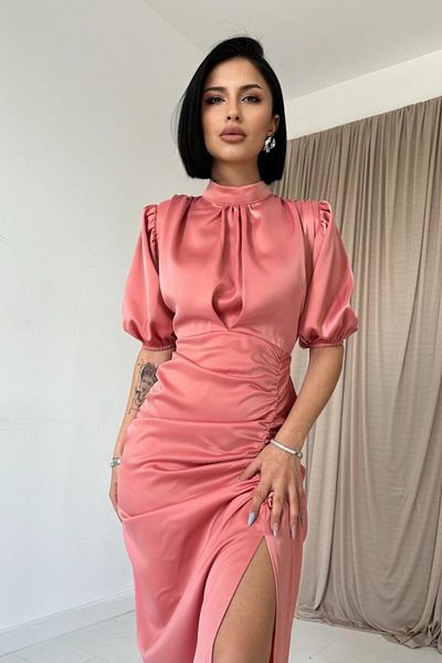leyla sanat sanata yeni bir bakış açısı Leyla Art a New Perspective on Art Powder Drawstring Satin Dress