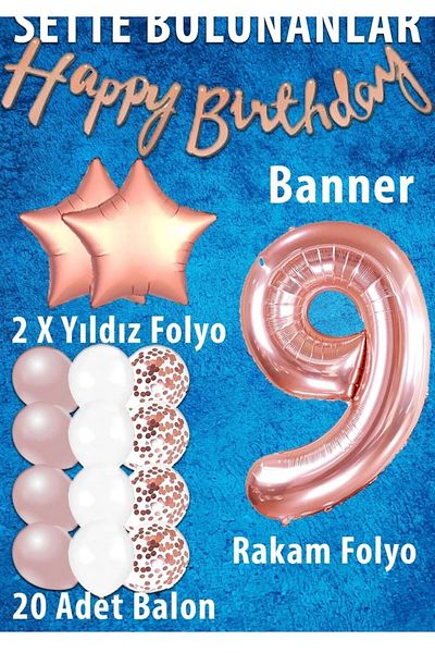 ALYA PARTY 9 Ηλικία Ροζ Αριθμός Foil Star Σετ γενεθλίων Σετ γενεθλίων