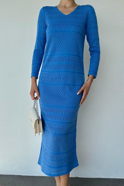 MODAVERA    Blue Lined Knitwear Dress