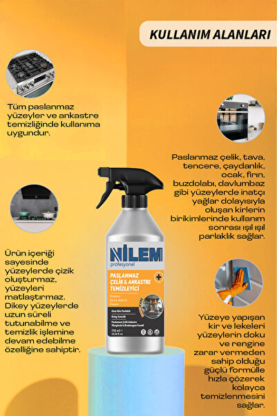 Nilem Profesyonel Paslanmaz Çelik ve Ankastre Temizleyici 750 ml