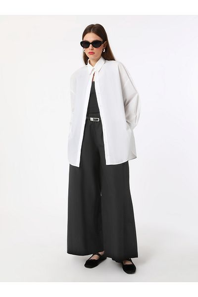 Benin Comfortable Molded Black Cotton Poplin Trousers - Elastic -