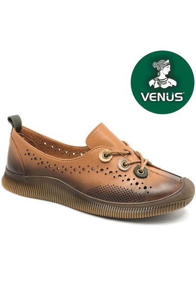 Venüs Pera Genuine Leather Orthopedic Women's Casual Shoes Taba