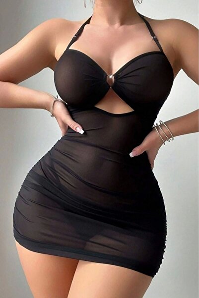 Modus Vivendi Black Tulle Chain Women's Nightgown