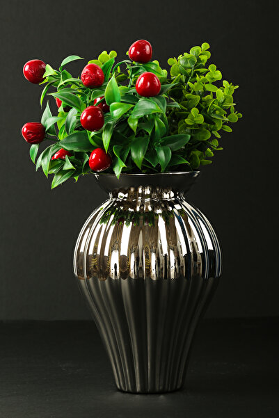 Evcihome Evci Home Özel Tasarım Parlak Çizgili Vazo