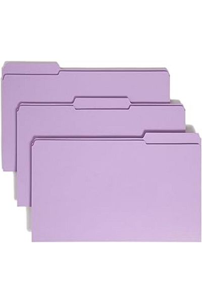 Mu Art Ahşap Smead File Folder, Reinforced 1/3-Cut Tab, Legal Size, Lavender, 100 Per Box (17434)