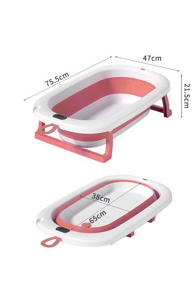 RENOVO Baby Bath Tub with Digital Thermometer, Drain Plug and Hanging Ring Portable Bathtub for Kids, Grey