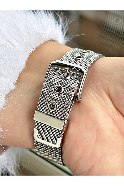 Romanson Özel Tasarım Takvimli Hasır Kordon Gümüş-Lacivert Renk Çelik Kasa  Kadın Kol Saati 1356.02