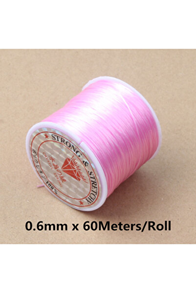 Choice 1 لفة 0.6 مم × 60 متر 60 متر 0.5-1.2 مم حبل خرز كريستالي مرن قوي لسوار...
