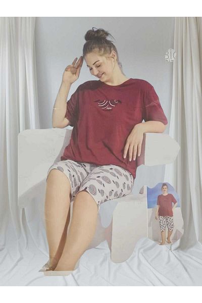 Freeista Claret Red Capri Oversize Pajama Set