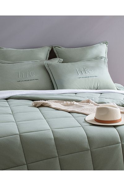 Madame Coco Bobigny King Size Supersoft Comforter Set - Mint Green