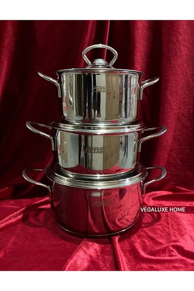 FMS Pera 6 Piece Mini Steel Pot Set 14-16-18