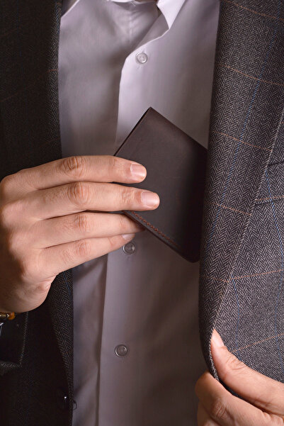 Jewelmim Dark Brown Crazy Horizontal 100% Real Leather Men's Wallet Genuine Leather Wallet & Card Holder - Dr1122Kk