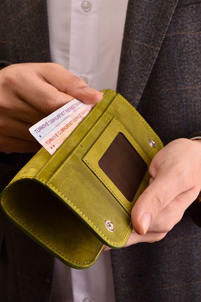 Jewelmim Green Crazy Vertical 100% Real Leather Men's Wallet Genuine Leather Wallet & Card Holder - Dr1127Ys