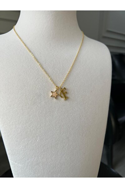 Store F Letter Necklace - with Star Charm and Chain