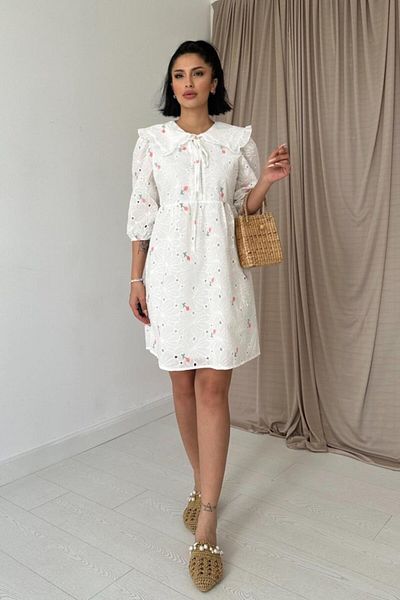 Kokosh moda Ροζ Βρεφικό Κολάρο Κεντητό Φόρεμα