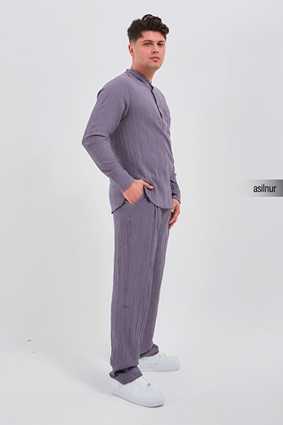 ASİLNUR Sefa Men's Hajj and Umrah Clothing (Gray) Double Set