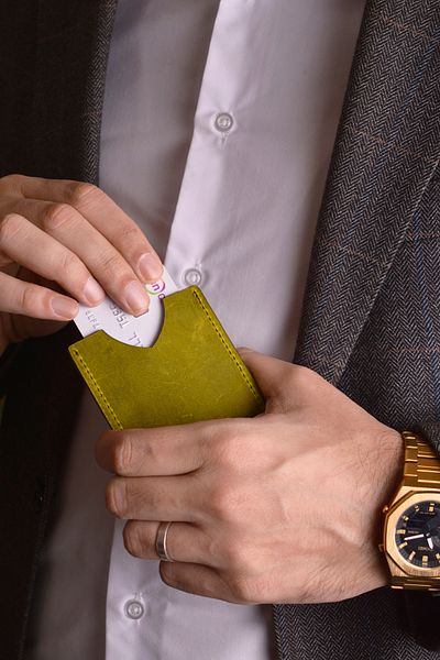 Jewelmim Green Crazy 100% Real Handmade Men and Women Genuine Leather Card Holder - Dr1132Ys