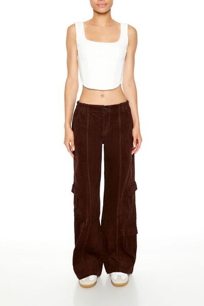 Forever 21 Kadife Wide-Leg Kargo Pantolon